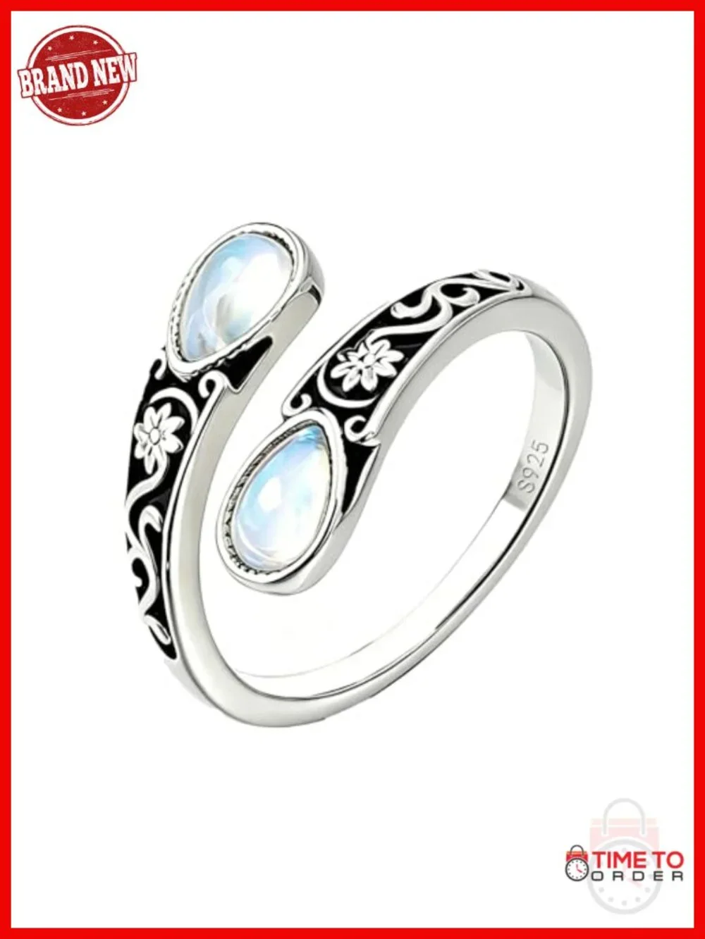 Adjustable Open Spoon Ring 925 Sterling Silver Retro Statement Thumb Ring